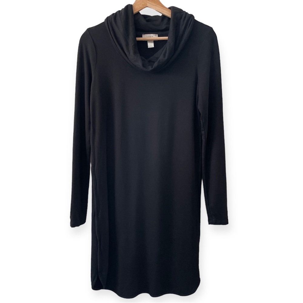 *3/20* LOFT Black Long Sleeve Cowl Neck Dress